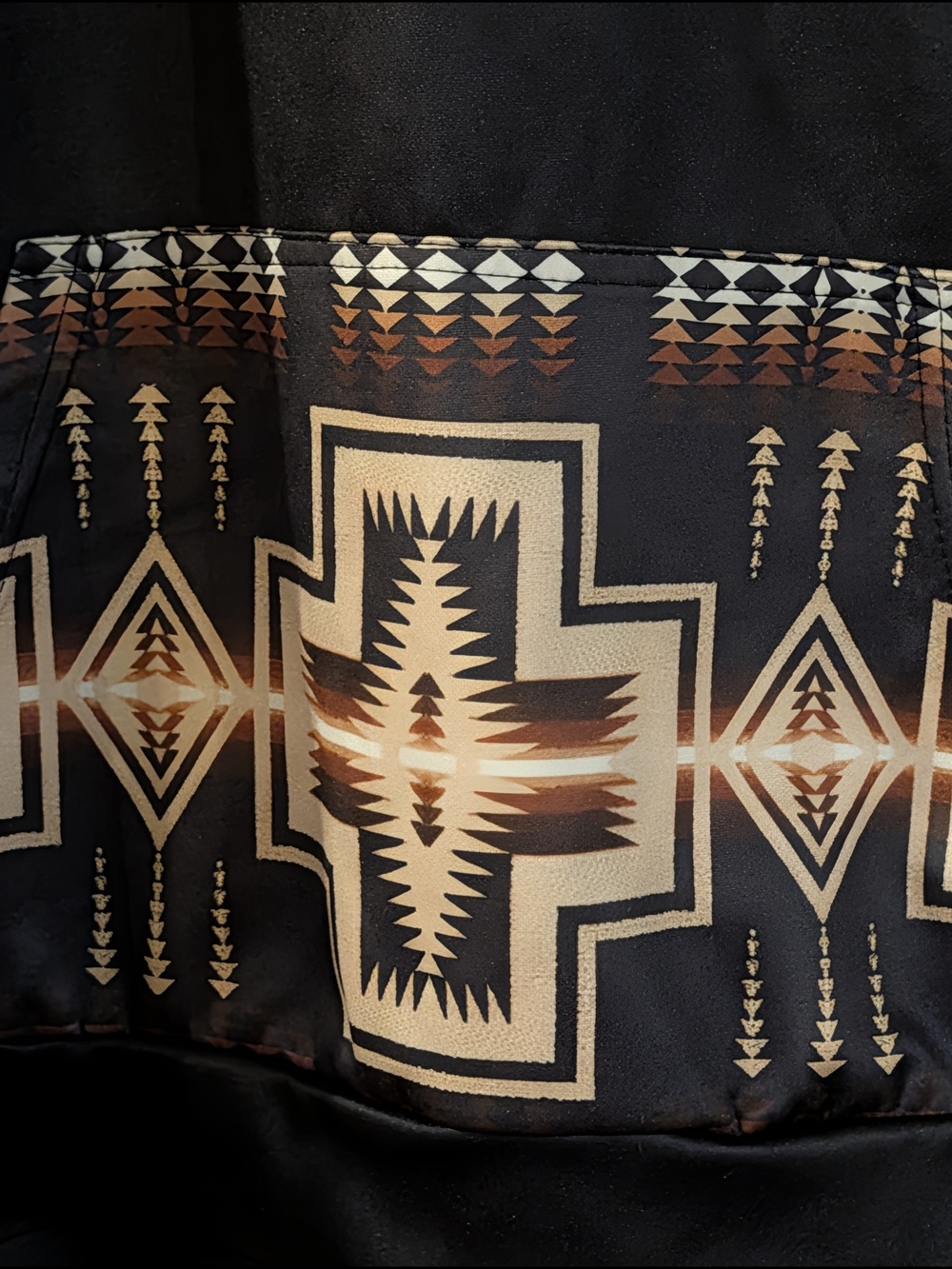Black Southwestern Print Hoodie with Longhorn Accent - Picture 3 of 6